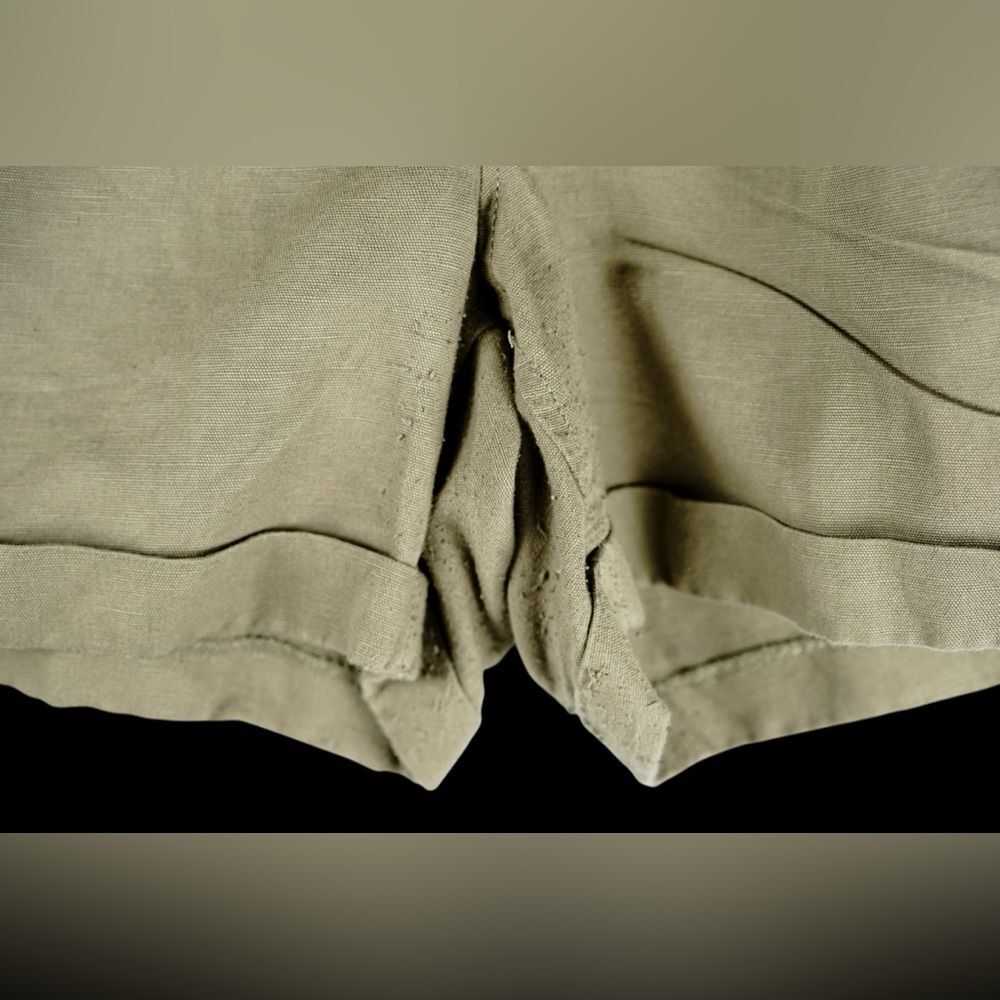 Banana Republic Women's Khaki-Green Linen Cotton Pleated Belted Shorts Size 14 - Picture 7 of 12